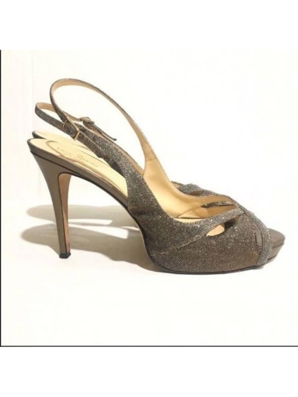 Kate Spade Glitter Slingback Platform Heels - Gold/Silver Iridescent